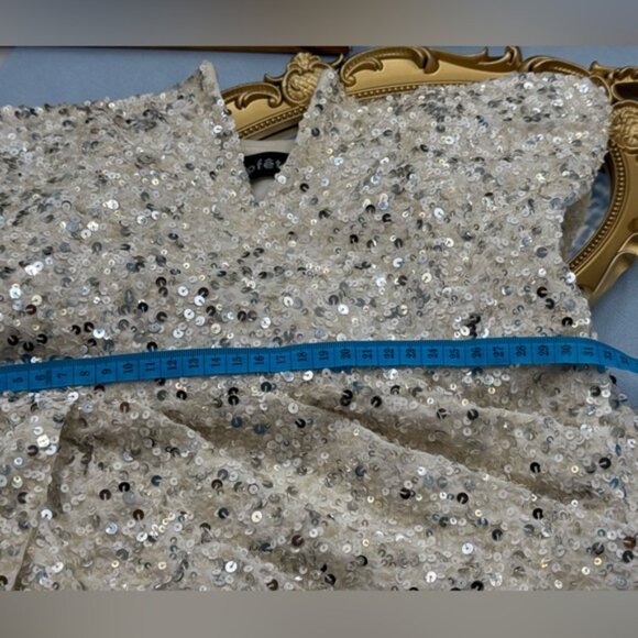 🆕 RETROFETE 🧿 NWOT Omer Sequin Dress, White & Silver, Sz XS (UK 8 US 4 ) - Picture 15 of 16